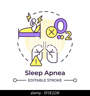 Sleep apnea multi color concept icon Stock Vector