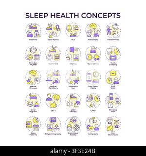 Sleep health multi color concept icons Stock Vector