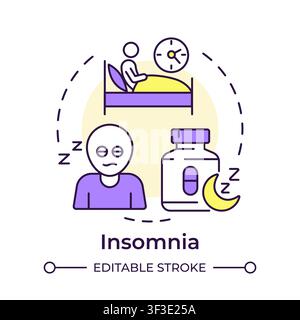 Insomnia multi color concept icon Stock Vector