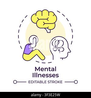 Mental illnesses multi color concept icon Stock Vector