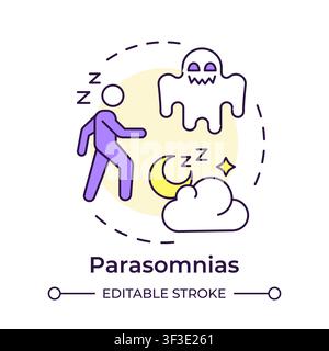 Parasomnias multi color concept icon Stock Vector