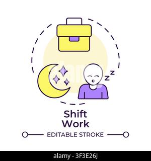 Shift work multi color concept icon Stock Vector