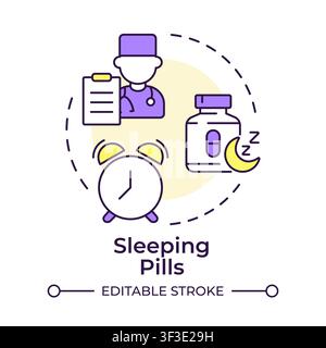Sleeping pills multi color concept icon Stock Vector