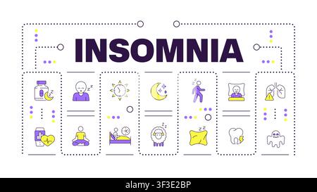 Insomnia word concept isolated on white Stock Vector