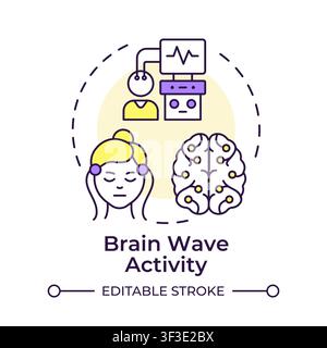 Brain wave activity multi color concept icon Stock Vector