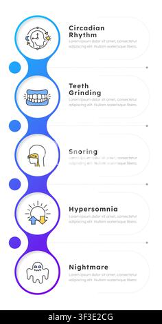 Problems with sleep health infographic 5 steps Stock Vector