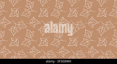 Seamless pattern with hand drawn leaves of cotton plant. Minimalist botanical wallpaper design. Organic nature print. illustration for wrapping paper Stock Vector