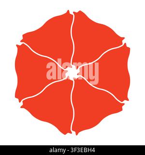 Abstract Red Floral Circular Geometric Logo Shape Vector Illustration Stock Vector