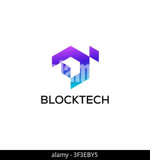 Abstract blockchain logo featuring an interconnected hexagon ribbon with negative space. Suitable for technology, Web3, fintech, cryptocurrency and di Stock Vector