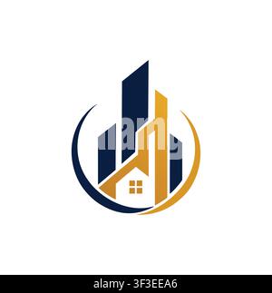 Modern Real Estate Building Arc Crest Professional Corporate Logo Design Stock Vector