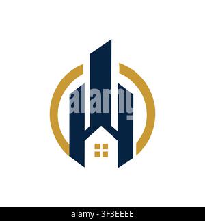 Modern Letter H Real Estate Skyscraper Professional Logo Design Stock Vector