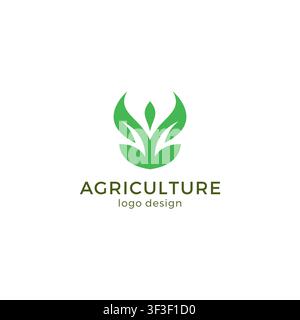 Vector logo design for farming, agriculture, farm field, natural harvest, farmer association and more. Stock Vector