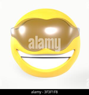 Smiling emoji wearing sunglasses isolated on white background Stock Photo