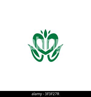 Love Organic Logo Design. Leaf Heart Icon Stock Vector