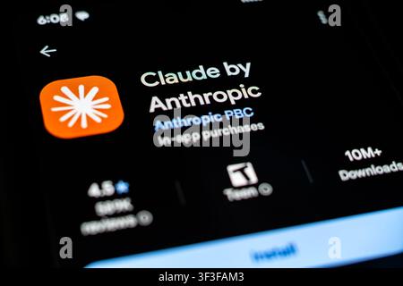 Claude Mobile App by Anthropic for Conversational AI, Document Analysis, and Coding Assistance Stock Photo