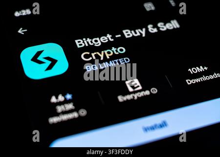 Bitget Mobile App for Cryptocurrency Trading, Spot, Futures, and Copy Trading Stock Photo