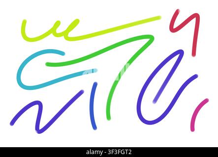 Colorful abstract neon wavy tubular lines isolated on white background Stock Photo