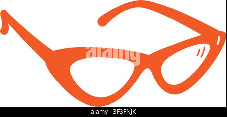 Glasses in trendy terracotta frame Mediterranean Hand Drawn Style Minimalistic Flat Design element. Isolated Vector illustration Travel Fashion or Vacation themed Sticker, icon, logo or summer promo Stock Vector