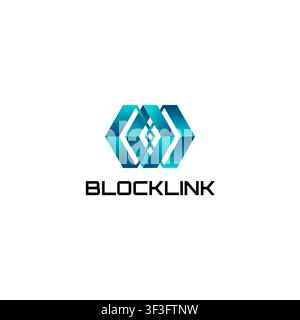 Abstract blockchain logo featuring interlocking hexagonal forms that create a connected network structure. Ideal for Web3, fintech, decentralized tech Stock Vector