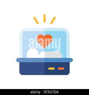 Newborn baby in hospital incubator flat vector illustration Stock Vector
