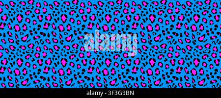 Trendy neon leopard seamless pattern. Repeated vibrant cheetah background. Repeating exotic animal skin surface for textile design, fashion print. Bright safari theme wallpaper. Vector backdrop Stock Vector