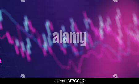 Business chart showing stock exchange trading activity with fluctuating lines in vibrant colors Stock Photo