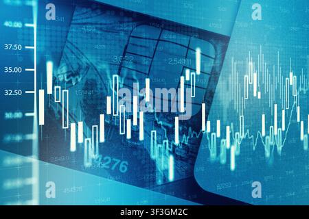 Stock exchange trading chart showing market movements and data trends at a financial office Stock Photo