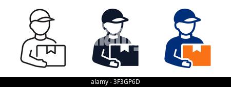 Delivery courier icon with parcel symbolizing package distribution. Shipping pictogram for logistics and order fulfillment. For parcel delivery and Stock Vector