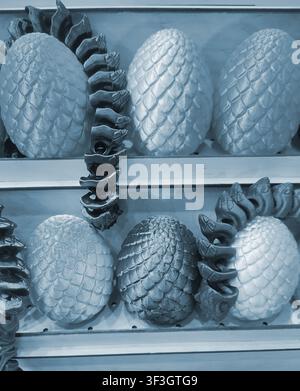 Art models printed on 3D printer. Different objects created on 3D printer from molten plastic. 3D printed different objects. Modern new modern additive progressive technologies. 3D printing technology Stock Photo