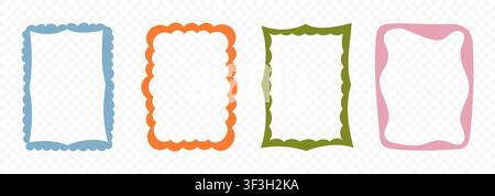 Colorful Hand Drawn Square Frames Collection Stock Vector