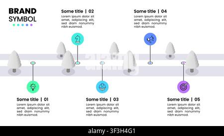 Infographic template with icons and 5 options or steps. Path. Can be used for workflow layout, diagram, banner, webdesign. Vector illustration Stock Vector