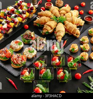 An elegant assortment of gourmet catering appetizers Stock Photo