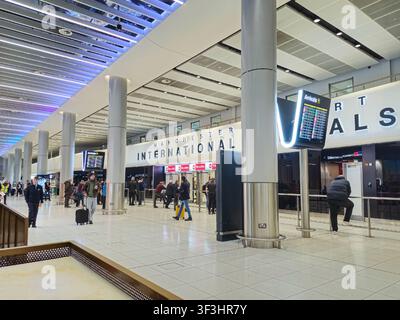 Inside terminal 2 at Manchester Airport International Arrivals hall, Manchester, England, UK Stock Photo