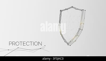 Protective shield and protection texting over grey background Stock Vector