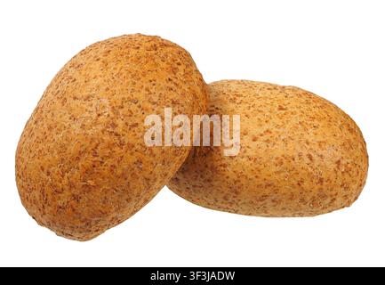 Two bread rolls isolated on white background Stock Photo