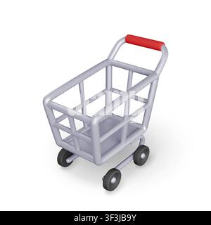 3D shopping cart on white Stock Vector