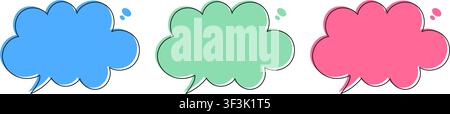 Colored speech bubbles in a cloud shape on transparent background. Vector illustration Stock Vector