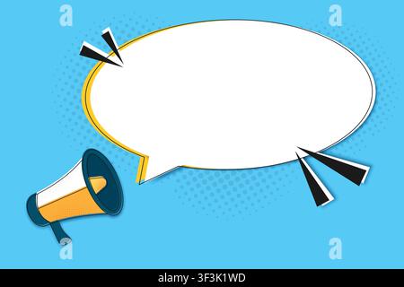 Megaphone and an empty speech bubble. Communication or announcement concept. Vector illustration Stock Vector