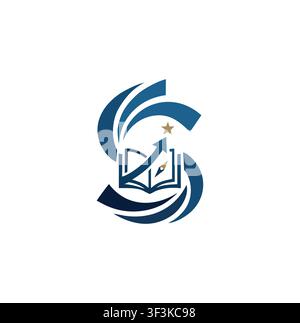 Professional Modern Letter S Book Arrow Success Education Logo Stock Vector