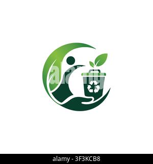 Professional Modern Eco Green Care and Recycling Vector Logo Stock Vector