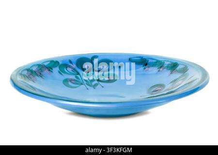 Empty blue ceramic dish isolated on white background Stock Photo