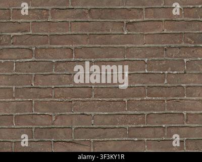 A close-up view of a weathered red factory brick wall with visible aging and grey mortar, suitable for industrial backgrounds. Stock Photo
