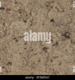 A close-up of a weathered brown stone surface featuring dark mineralized patches and cracks. Stock Photo