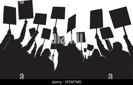 A group of people exercising their constitutional right to assemble. Protestors carrying signs in support of a cause. Stock Vector