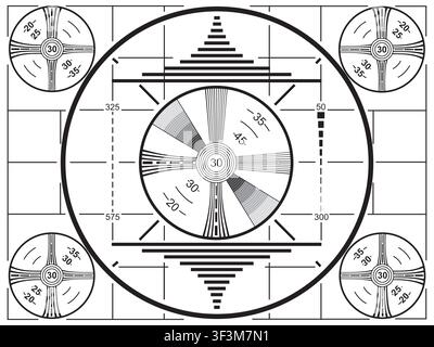1950's era television test pattern for black and white TV's. Calibration test signal for early television sets. Stock Vector