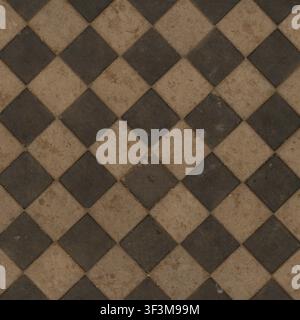 Black and Beige Checkered Pavement Tiles Texture Stock Photo