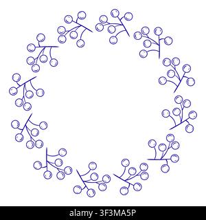 Minimal Christmas and New Year wreath made of elegant winter berry branches. Simple botanical holiday frame Stock Vector