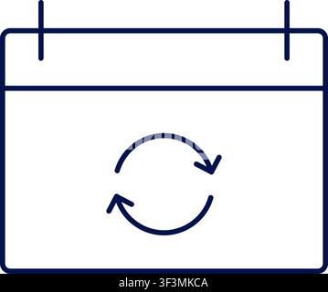 Auto-renewal calendar icon with sync refresh arrows. Vector illustration, flat design Stock Vector