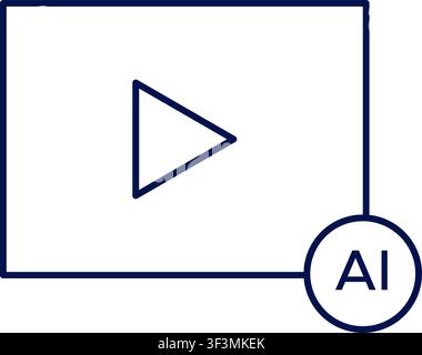 Ai video generator icon with play button. Vector illustration, flat design Stock Vector