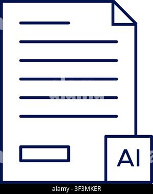 Ai document generator icon with attached label. Vector illustration, flat design Stock Vector